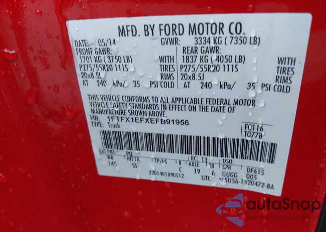 1FTFX1EFXEFB91956: 44192262