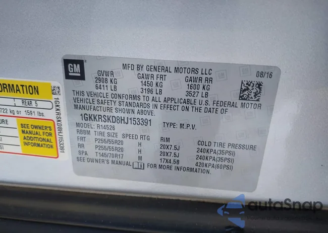 1GKKRSKD8HJ153391: 44193567