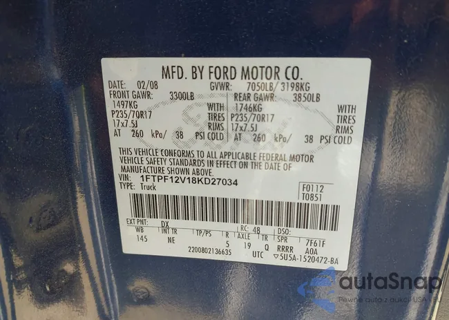 1FTPF12V18KD27034: 44193666