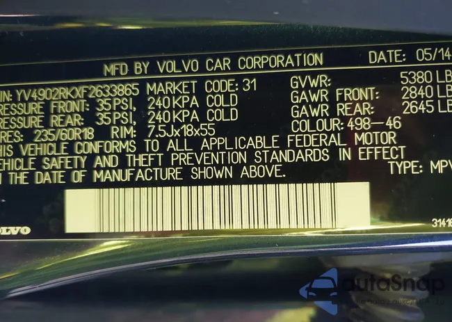 YV4902RKXF2633865: 44193698