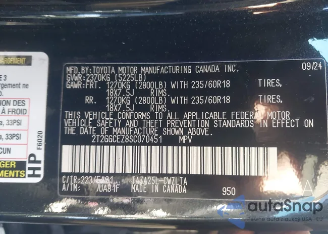 2T2GGCEZ8SC070451: 44193789