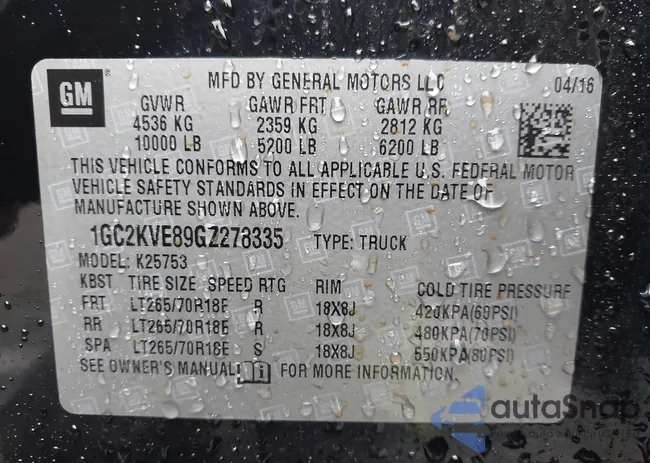 1GC2KVE89GZ278335: 44193826