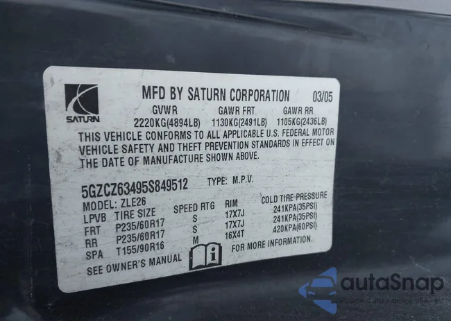 5GZCZ63495S849512: 44193921