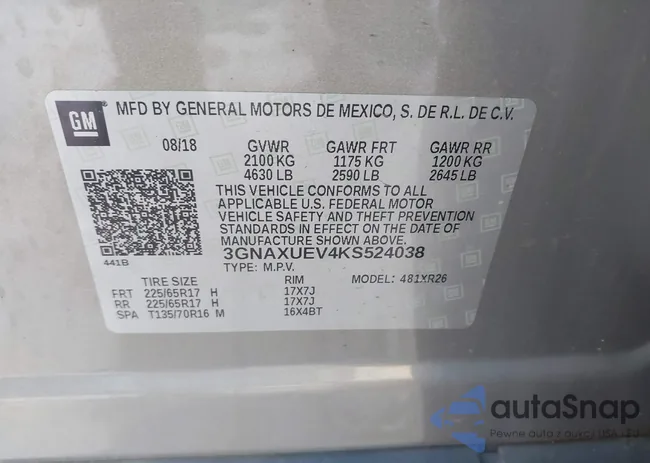 3GNAXUEV4KS524038: 44193942