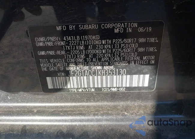 JF2GTACC1KH353130: 44193094