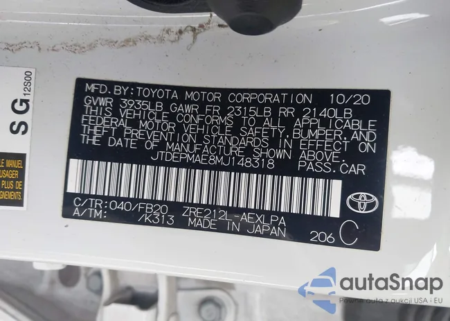 JTDEPMAE8MJ148318: 44193124