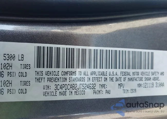 3C4PDCAB2JT524632: 44193160