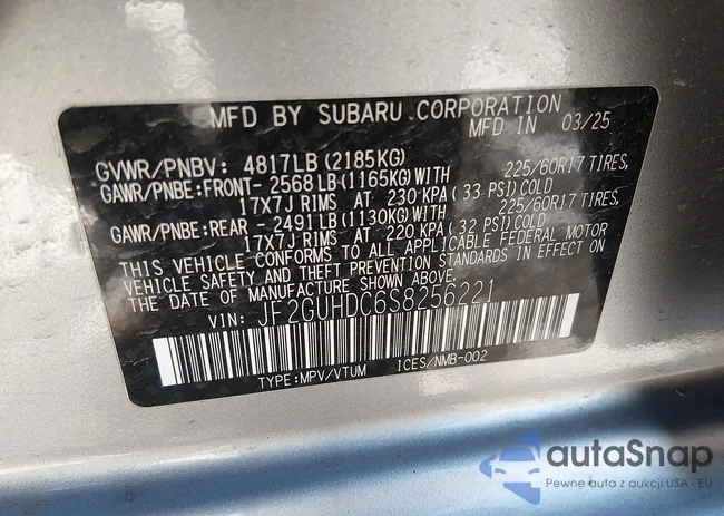 JF2GUHDC6S8256221: 44193203