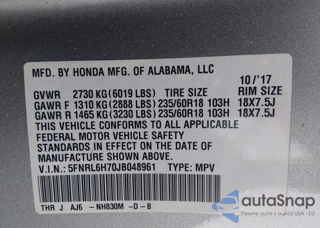 5FNRL6H70JB048961: 44193330