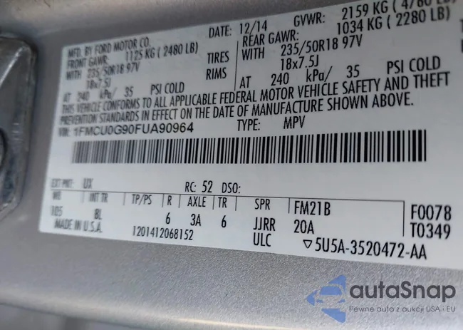 1FMCU0G90FUA90964: 44194553