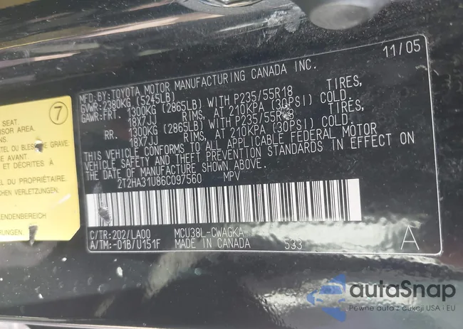 2T2HA31U86C097560: 44194647