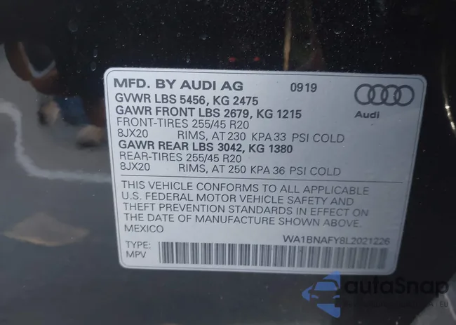 WA1BNAFY8L2021226: 44194687