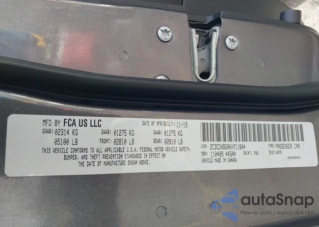 2C3CDXBG0KH711804: 44194692