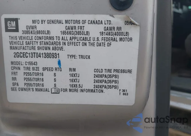 2GCEC13T041380931: 44194755