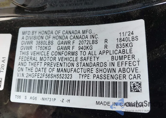 2HGFE2F56SH552323: 44194929