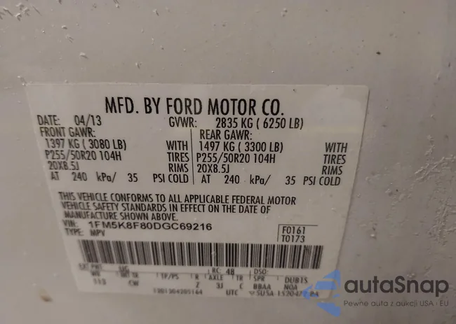 1FM5K8F80DGC69216: 44194956