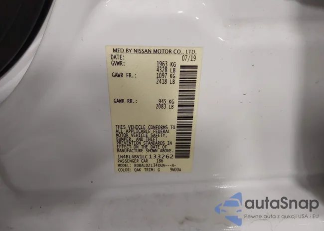 1N4BL4BV1LC133262: 44193999