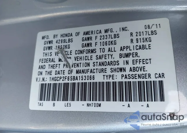 1HGCP2F65BA153066: 44194026