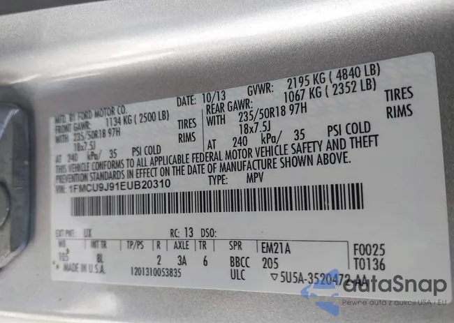 1FMCU9J91EUB20310: 44194032