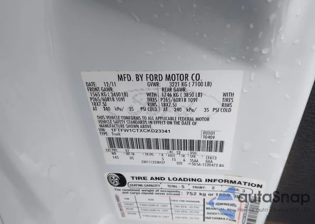 1FTFW1CTXCKD23341: 44194047