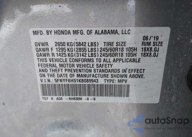 5FNYF6H51KB089943: 44194206