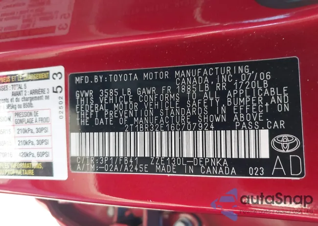 2T1BR32E16C707924: 44194247