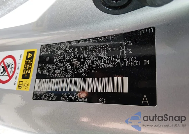 2T2ZK1BA3DC128611: 44194279