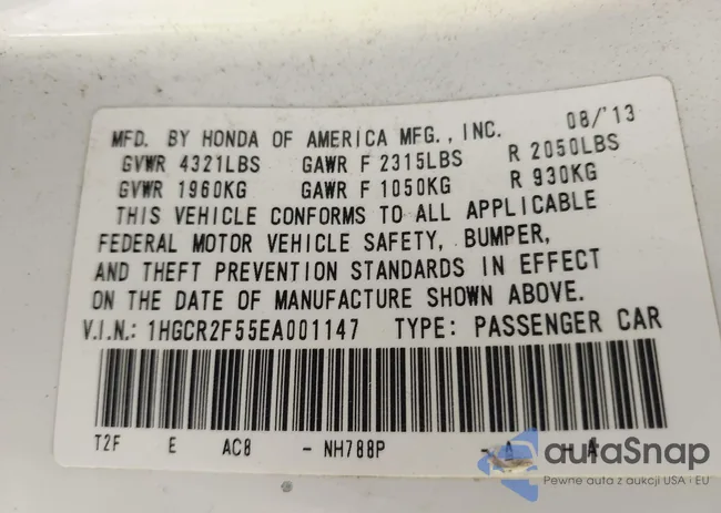 1HGCR2F55EA001147: 44194331