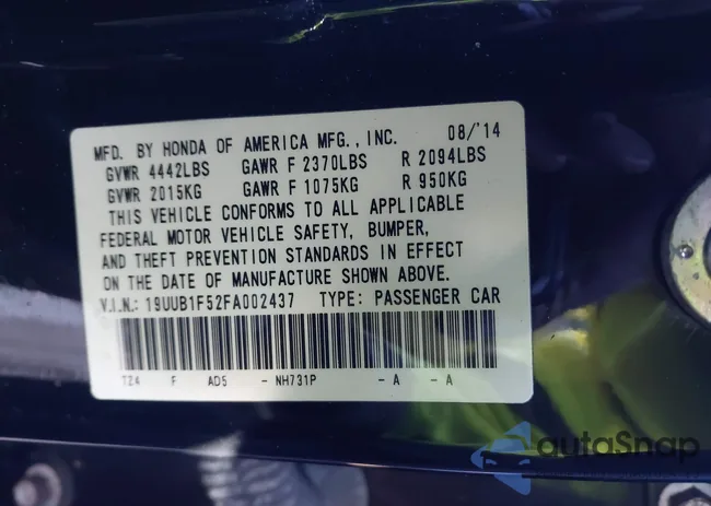 19UUB1F52FA002437: 44194385