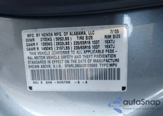 5FNRL38665B129989: 44195399