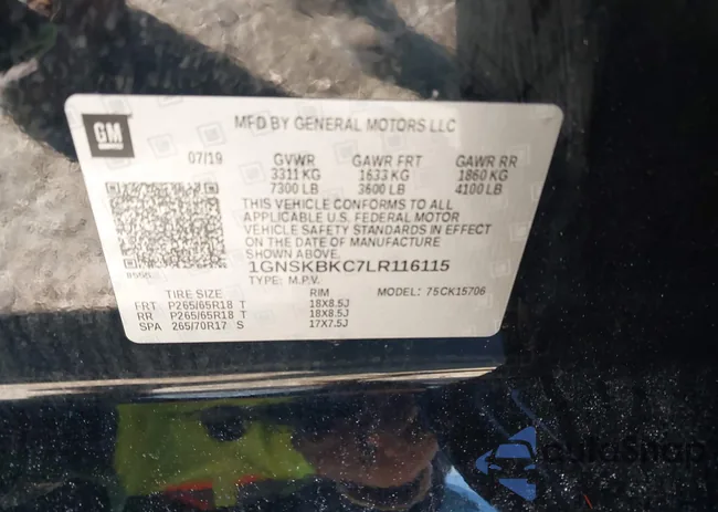 1GNSKBKC7LR116115: 44195474