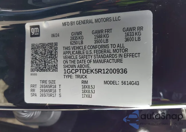 1GCPTDEK5R1200936: 44195625