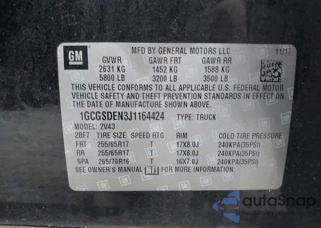 1GCGSDEN3J1164424: 44195986