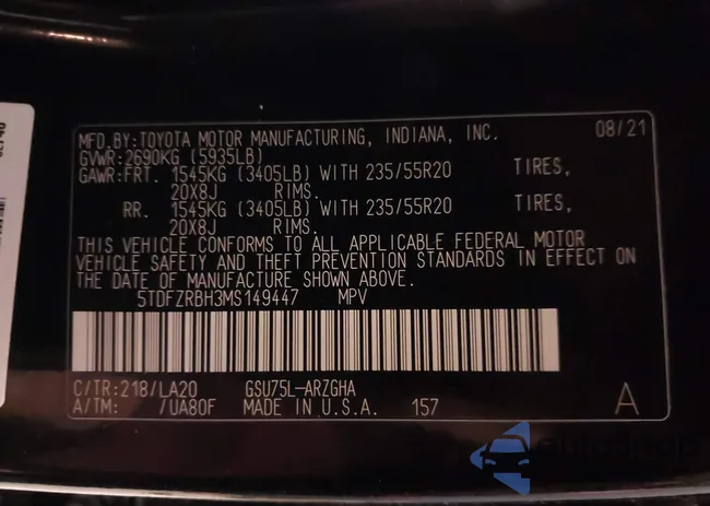 5TDFZRBH3MS149447: 44195004