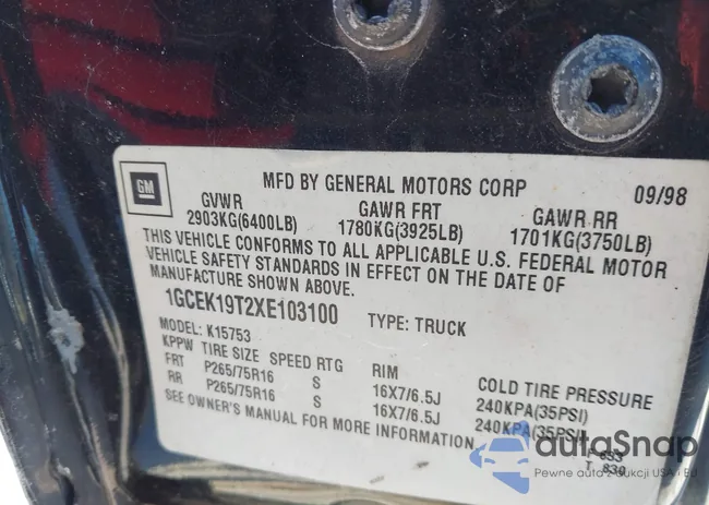 1GCEK19T2XE103100: 44195086