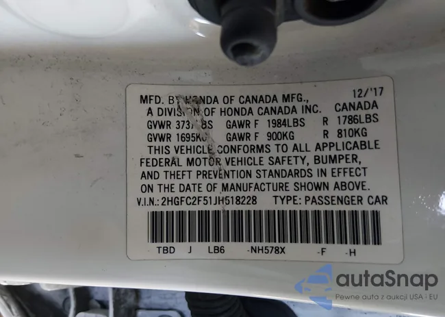 2HGFC2F51JH518228: 44195090