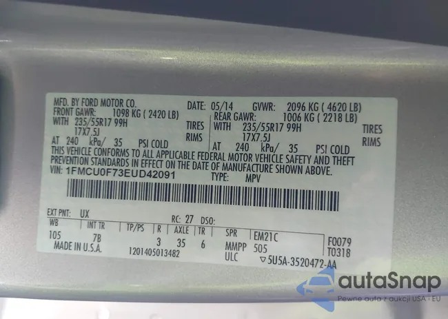 1FMCU0F73EUD42091: 44195106