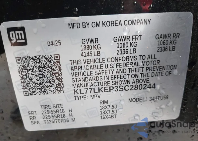 KL77LKEP3SC280244: 44195163