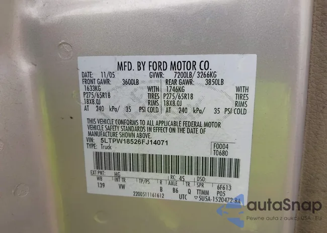 5LTPW18526FJ14071: 44195201