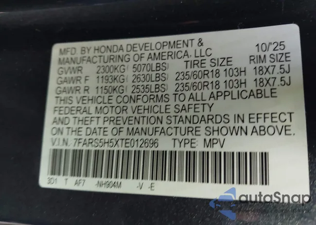 7FARS5H5XTE012696: 44196457