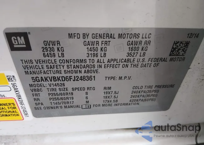 5GAKVBKD6FJ248361: 44196520