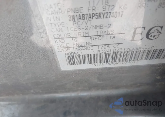 3N1AB7AP5KY274017: 44196531