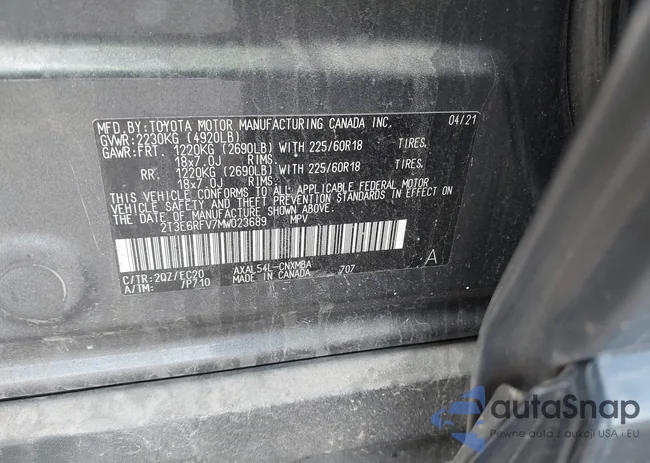 2T3E6RFV7MW023689: 44196535