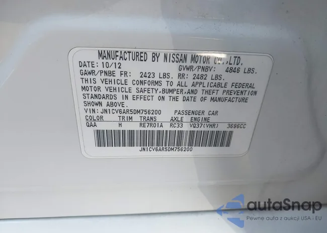 JN1CV6AR5DM756200: 44196648