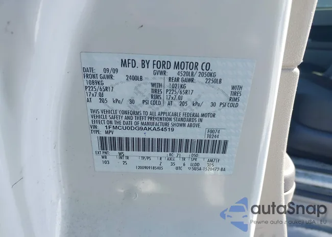 1FMCU0DG9AKA54519: 44196696