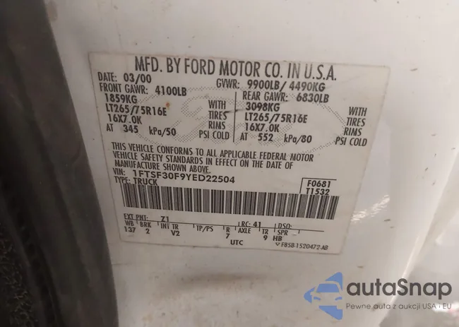 1FTSF30F9YED22504: 44196702