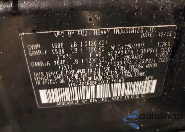 4S4BSBECXG3274568: 44196724