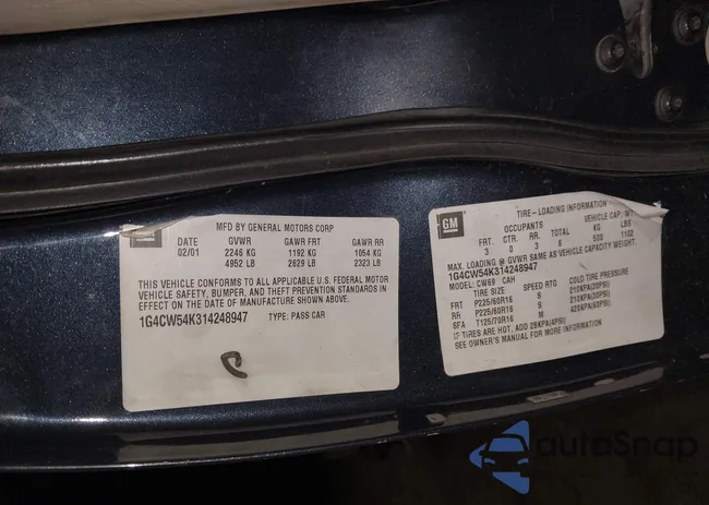 1G4CW54K314248947: 44196725