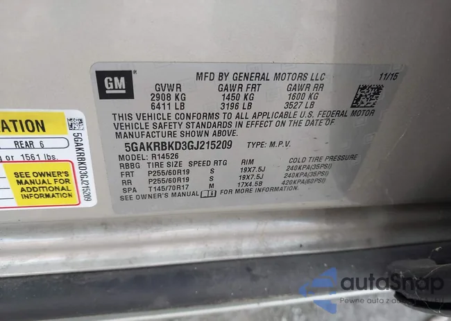 5GAKRBKD3GJ215209: 44196794