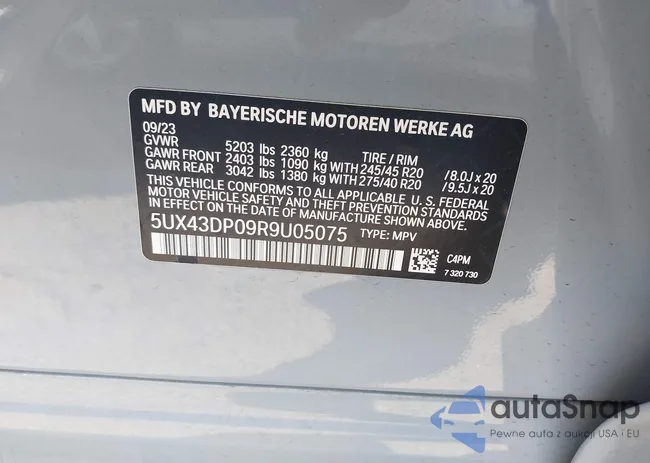 5UX43DP09R9U05075: 44196802